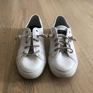White leather Sperry’s Topsiders!
